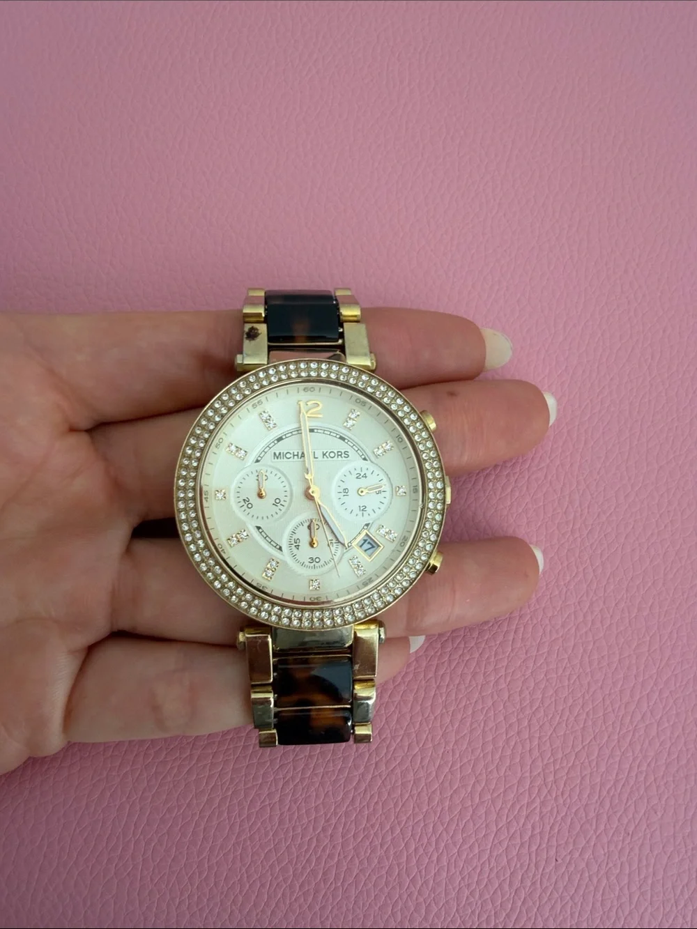 Michael Kors Gold and Tortoiseshell Pavé Crystal Women's Watch